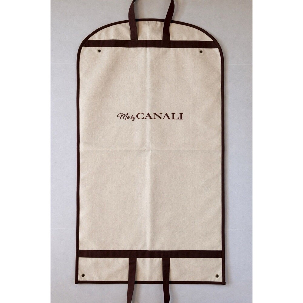 Canali Cream Garment Bag with Brown Trim
